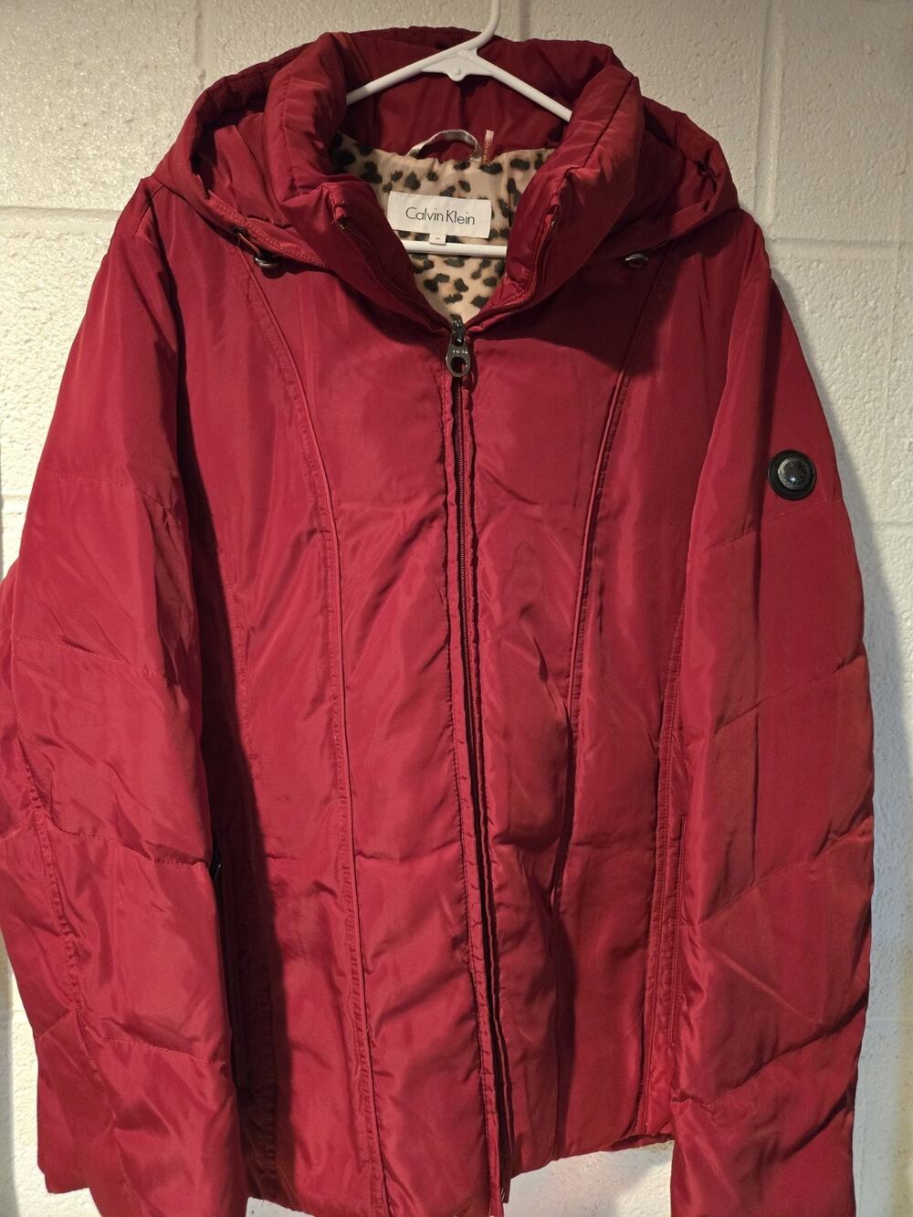 Calvin Klein Womens Padded Jacket Red Size Ix